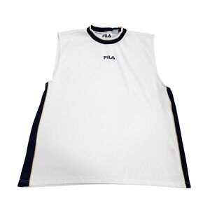 FILA Shirt Mens Large White Mesh Athletic Sleeveless Tennis Tank Top Made Italy